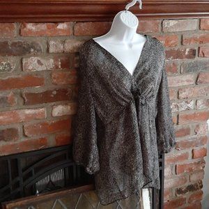 Tape measure sheer leopard print top
